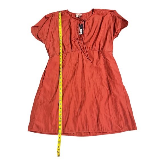 NWT Women's Tie- Front Flutter Short Sleeve Pink Mini A-Line Dress XL - Picture 5 of 12